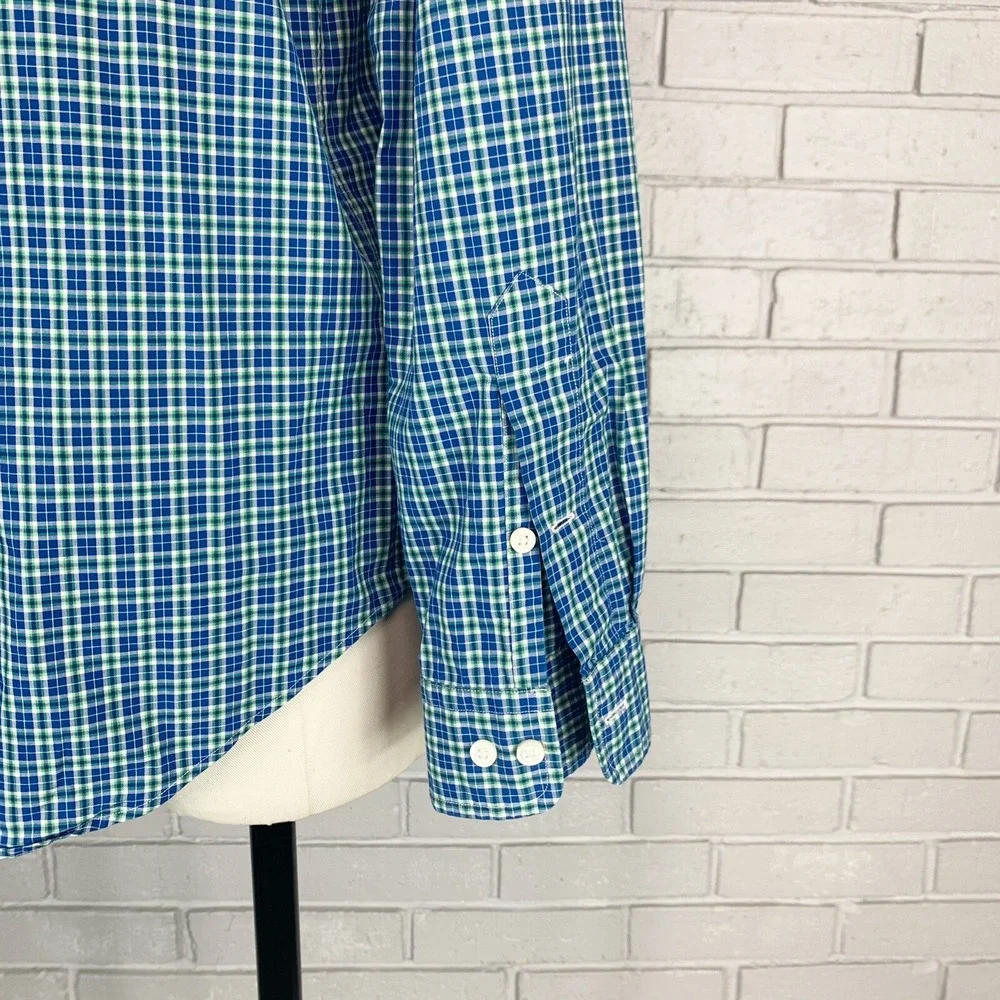 Polo Ralph Lauren Classic Fit Blue Green Check Button Down Shirt Preppy 16 32/33